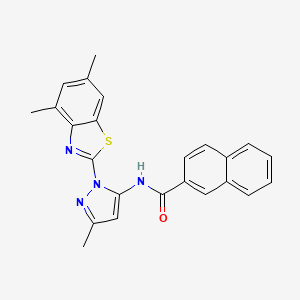 molecular formula C24H20N4OS B2810412 N-(1-(4,6-dimethylbenzo[d]thiazol-2-yl)-3-methyl-1H-pyrazol-5-yl)-2-naphthamide CAS No. 1172913-68-6