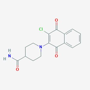 molecular formula C16H15ClN2O3 B2810413 1-(3-Chloro-1,4-dioxo-1,4-dihydro-2-naphthalenyl)-4-piperidinecarboxamide CAS No. 380563-28-0