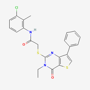 molecular formula C23H20ClN3O2S2 B2810415 N-(3-氯-2-甲基苯基)-2-[(3-乙基-4-氧代-7-苯基-3,4-二氢噻吩并[3,2-d]嘧啶-2-基)硫]乙酰胺 CAS No. 1223982-51-1