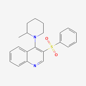 molecular formula C21H22N2O2S B2810416 3-(苯磺酰)-4-(2-甲基哌啶-1-基)喹啉 CAS No. 872206-74-1
