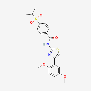 molecular formula C21H22N2O5S2 B2810418 N-(4-(2,5-dimethoxyphenyl)thiazol-2-yl)-4-(isopropylsulfonyl)benzamide CAS No. 941993-27-7