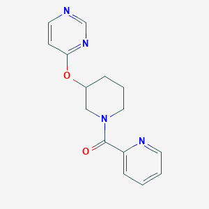 molecular formula C15H16N4O2 B2810420 Pyridin-2-yl(3-(pyrimidin-4-yloxy)piperidin-1-yl)methanone CAS No. 2034471-84-4