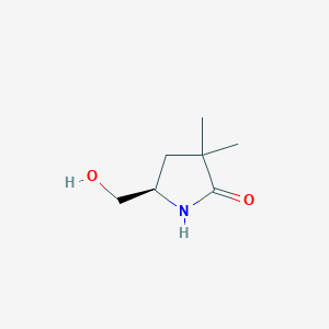 molecular formula C7H13NO2 B2810422 (R)-5-(Hydroxymethyl)-3,3-dimethylpyrrolidin-2-one CAS No. 493035-98-6