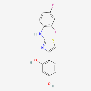 molecular formula C15H10F2N2O2S B2810424 4-{2-[(2,4-二氟苯基)氨基]-1,3-噻唑-4-基}苯-1,3-二酚 CAS No. 1376317-81-5