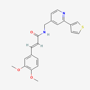 (E)-3-(3,4-dimethoxyphenyl)-N-((2-(thiophen-3-yl)pyridin-4-yl)methyl)acrylamide