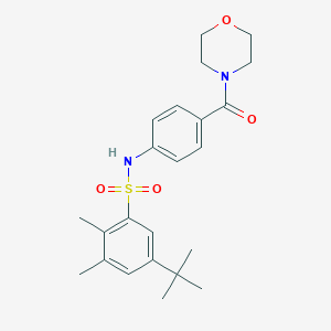 molecular formula C23H30N2O4S B281043 5-tert-butyl-2,3-dimethyl-N-[4-(4-morpholinylcarbonyl)phenyl]benzenesulfonamide 