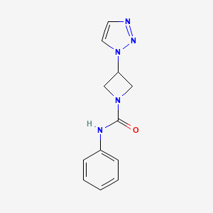 molecular formula C12H13N5O B2810436 N-phenyl-3-(1H-1,2,3-triazol-1-yl)azetidine-1-carboxamide CAS No. 2034358-28-4