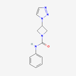 molecular formula C12H13N5O B2810436 N-苯基-3-(1H-1,2,3-三唑-1-基)氮杂环丁烷-1-甲酰胺 CAS No. 2034358-28-4