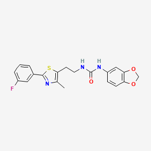 molecular formula C20H18FN3O3S B2810439 1-(Benzo[d][1,3]dioxol-5-yl)-3-(2-(2-(3-fluorophenyl)-4-methylthiazol-5-yl)ethyl)urea CAS No. 1206985-52-5