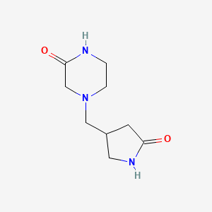 molecular formula C9H15N3O2 B2810444 4-((5-氧代吡咯烷-3-基)甲基)哌嗪-2-酮 CAS No. 2034430-30-1