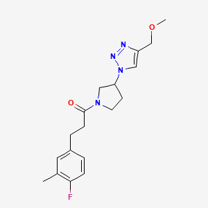 molecular formula C18H23FN4O2 B2810454 3-(4-Fluoro-3-methylphenyl)-1-[3-[4-(methoxymethyl)triazol-1-yl]pyrrolidin-1-yl]propan-1-one CAS No. 2320576-96-1