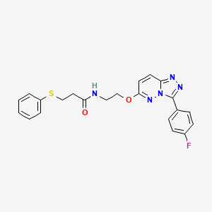 molecular formula C22H20FN5O2S B2810456 N-(2-((3-(4-fluorophenyl)-[1,2,4]triazolo[4,3-b]pyridazin-6-yl)oxy)ethyl)-3-(phenylthio)propanamide CAS No. 1021066-12-5