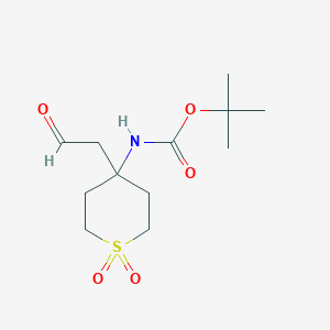 molecular formula C12H21NO5S B2810459 tert-Butyl (1,1-dioxido-4-(2-oxoethyl)tetrahydro-2H-thiopyran-4-yl)carbamate CAS No. 2126178-27-4
