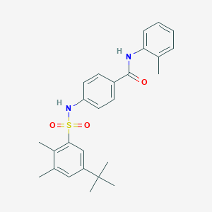 molecular formula C26H30N2O3S B281046 4-{[(5-tert-butyl-2,3-dimethylphenyl)sulfonyl]amino}-N-(2-methylphenyl)benzamide 