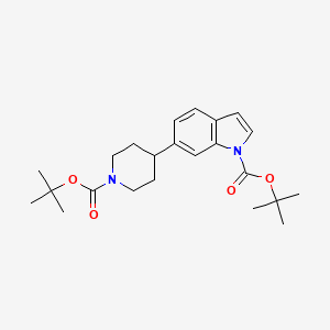 molecular formula C23H32N2O4 B2810461 叔丁基 6-(1-(叔丁氧羰基)哌嗪-4-基)-1H-吲哚-1-甲酸酯 CAS No. 2007921-10-8