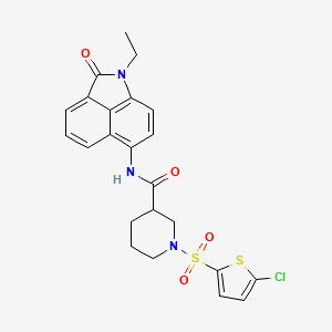 molecular formula C23H22ClN3O4S2 B2810468 1-((5-氯噻吩-2-基)磺酰)-N-(1-乙基-2-氧代-1,2-二氢苯[cd]吲哚-6-基)哌嗪-3-甲酸酰胺 CAS No. 921506-52-7