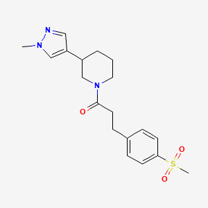 molecular formula C19H25N3O3S B2810469 1-[3-(1-Methylpyrazol-4-yl)piperidin-1-yl]-3-(4-methylsulfonylphenyl)propan-1-one CAS No. 2320536-95-4