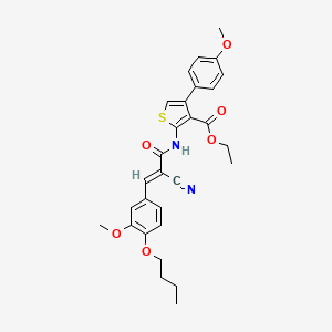 molecular formula C29H30N2O6S B2810470 ethyl 2-[[(E)-3-(4-butoxy-3-methoxyphenyl)-2-cyanoprop-2-enoyl]amino]-4-(4-methoxyphenyl)thiophene-3-carboxylate CAS No. 380455-75-4