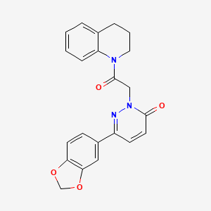 molecular formula C22H19N3O4 B2810476 6-(1,3-benzodioxol-5-yl)-2-[2-(3,4-dihydro-2H-quinolin-1-yl)-2-oxoethyl]pyridazin-3-one CAS No. 941883-14-3