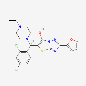 molecular formula C21H21Cl2N5O2S B2810480 5-((2,4-二氯苯基)(4-乙基哌嗪-1-基)甲基)-2-(呋喃-2-基)噻唑并[3,2-b][1,2,4]三唑-6-醇 CAS No. 887222-91-5