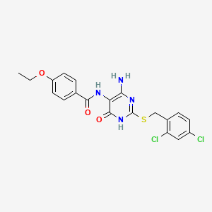 molecular formula C20H18Cl2N4O3S B2810481 N-(4-amino-2-((2,4-dichlorobenzyl)thio)-6-oxo-1,6-dihydropyrimidin-5-yl)-4-ethoxybenzamide CAS No. 888421-60-1