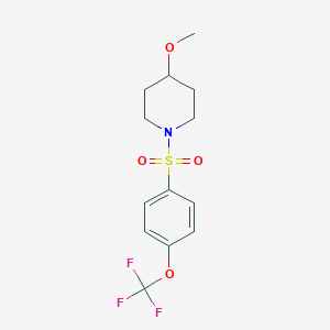 molecular formula C13H16F3NO4S B2810487 4-Methoxy-1-((4-(trifluoromethoxy)phenyl)sulfonyl)piperidine CAS No. 1234981-59-9