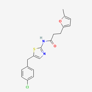 molecular formula C18H17ClN2O2S B2810488 N-[5-(4-氯苯甲基)-1,3-噻唑-2-基]-3-(5-甲基呋喃-2-基)丙酰胺 CAS No. 327078-00-2
