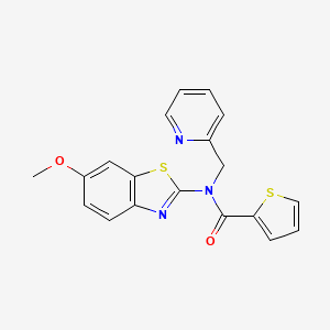 molecular formula C19H15N3O2S2 B2810489 N-(6-methoxybenzo[d]thiazol-2-yl)-N-(pyridin-2-ylmethyl)thiophene-2-carboxamide CAS No. 899964-56-8