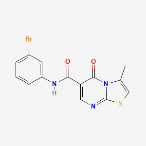 molecular formula C14H10BrN3O2S B2810491 N-(3-bromophenyl)-3-methyl-5-oxo-5H-[1,3]thiazolo[3,2-a]pyrimidine-6-carboxamide CAS No. 851945-09-0