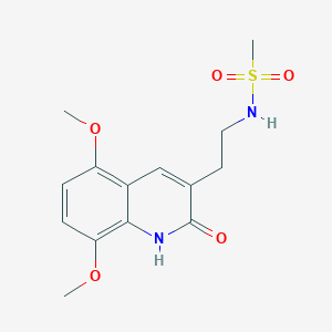 molecular formula C14H18N2O5S B2810492 N-[2-(5,8-dimethoxy-2-oxo-1H-quinolin-3-yl)ethyl]methanesulfonamide CAS No. 851408-53-2