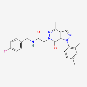 molecular formula C23H22FN5O2 B2810493 2-[1-(2,4-二甲基苯基)-4-甲基-7-氧代嘧啶并[3,4-d]嘧啶-6-基]-N-[(4-氟苯基)甲基]乙酰胺 CAS No. 941915-49-7