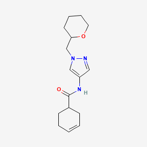molecular formula C16H23N3O2 B2810499 N-(1-((二氢-2H-吡喃-2-基)甲基)-1H-吡唑-4-基)环己-3-烯甲酰胺 CAS No. 2034557-48-5