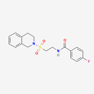molecular formula C18H19FN2O3S B2810500 N-(2-((3,4-dihydroisoquinolin-2(1H)-yl)sulfonyl)ethyl)-4-fluorobenzamide CAS No. 899739-79-8