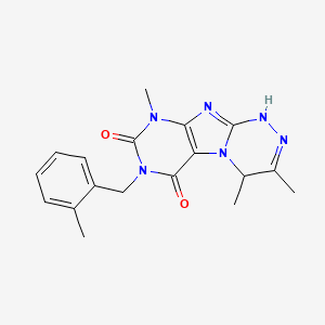 molecular formula C18H20N6O2 B2810505 3,4,9-trimethyl-7-[(2-methylphenyl)methyl]-5,7,9-trihydro-1H,4H-1,2,4-triazino [4,3-h]purine-6,8-dione CAS No. 919028-24-3