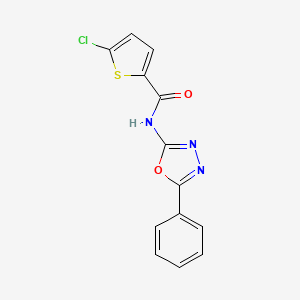molecular formula C13H8ClN3O2S B2810506 5-chloro-N-(5-phenyl-1,3,4-oxadiazol-2-yl)thiophene-2-carboxamide CAS No. 865287-38-3