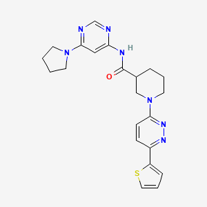 molecular formula C22H25N7OS B2810513 N-(6-(pyrrolidin-1-yl)pyrimidin-4-yl)-1-(6-(thiophen-2-yl)pyridazin-3-yl)piperidine-3-carboxamide CAS No. 1396686-36-4