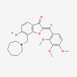 molecular formula C25H29NO6 B2810516 (Z)-7-(氮杂庚烷-1-基甲基)-6-羟基-2-(2,3,4-三甲氧基苯甲亚甲基)苯并呋喃-3(2H)-酮 CAS No. 859130-47-5
