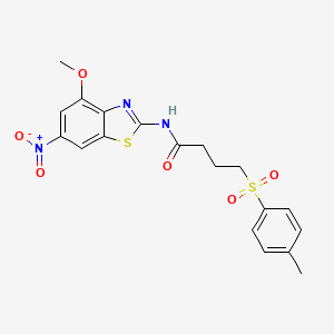 molecular formula C19H19N3O6S2 B2810518 N-(4-methoxy-6-nitrobenzo[d]thiazol-2-yl)-4-tosylbutanamide CAS No. 941925-63-9