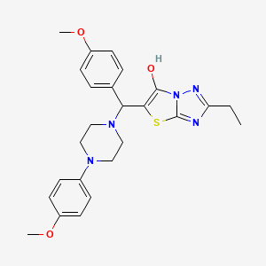 molecular formula C25H29N5O3S B2810520 2-乙基-5-((4-甲氧基苯基)(4-(4-甲氧基苯基)哌嗪-1-基)甲基)噻唑并[3,2-b][1,2,4]三唑-6-醇 CAS No. 898368-38-2