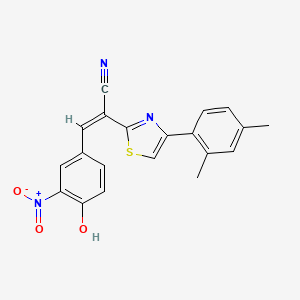 molecular formula C20H15N3O3S B2810531 (Z)-2-(4-(2,4-dimethylphenyl)thiazol-2-yl)-3-(4-hydroxy-3-nitrophenyl)acrylonitrile CAS No. 476673-44-6