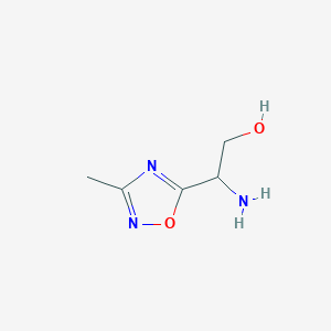 molecular formula C5H9N3O2 B2810534 2-Amino-2-(3-methyl-1,2,4-oxadiazol-5-yl)ethan-1-ol CAS No. 1039841-86-5