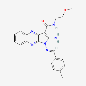 (E)-2-amino-N-(2-methoxyethyl)-1-((4-methylbenzylidene)amino)-1H-pyrrolo[2,3-b]quinoxaline-3-carboxamide