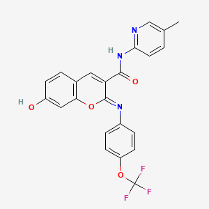 molecular formula C23H16F3N3O4 B2810542 (2Z)-7-hydroxy-N-(5-methylpyridin-2-yl)-2-{[4-(trifluoromethoxy)phenyl]imino}-2H-chromene-3-carboxamide CAS No. 1327169-89-0
