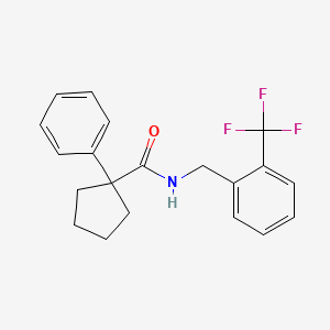 molecular formula C20H20F3NO B2810548 1-phenyl-N-[[2-(trifluoromethyl)phenyl]methyl]cyclopentane-1-carboxamide CAS No. 1022584-65-1