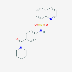molecular formula C22H23N3O3S B281055 N-{4-[(4-methyl-1-piperidinyl)carbonyl]phenyl}-8-quinolinesulfonamide 