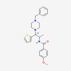 molecular formula C26H31N3O2S B2810554 N-(1-(4-benzylpiperazin-1-yl)-1-(thiophen-2-yl)propan-2-yl)-4-methoxybenzamide CAS No. 887205-85-8