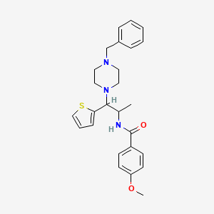 molecular formula C26H31N3O2S B2810554 N-(1-(4-苄基哌嗪-1-基)-1-(噻吩-2-基)丙基)-4-甲氧基苯甲酰胺 CAS No. 887205-85-8