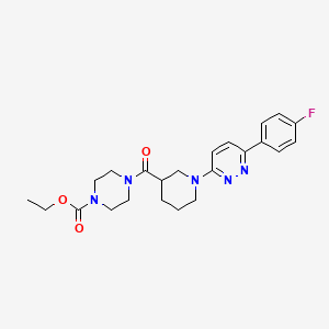 molecular formula C23H28FN5O3 B2810563 Ethyl 4-(1-(6-(4-fluorophenyl)pyridazin-3-yl)piperidine-3-carbonyl)piperazine-1-carboxylate CAS No. 1170870-78-6