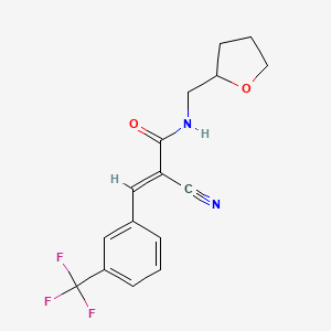 molecular formula C16H15F3N2O2 B2810567 (E)-2-氰基-N-(氧杂戊-2-基甲基)-3-[3-(三氟甲基)苯基]丙-2-烯酰胺 CAS No. 444182-55-2