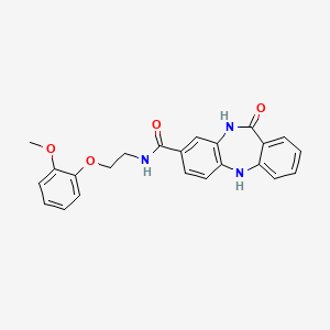 molecular formula C23H21N3O4 B2810568 N-(2-(2-甲氧基苯氧基)乙基)-11-氧代-10,11-二氢-5H-二苯并[b,e][1,4]二氮杂环庚烷-8-羧酰胺 CAS No. 2034540-55-9